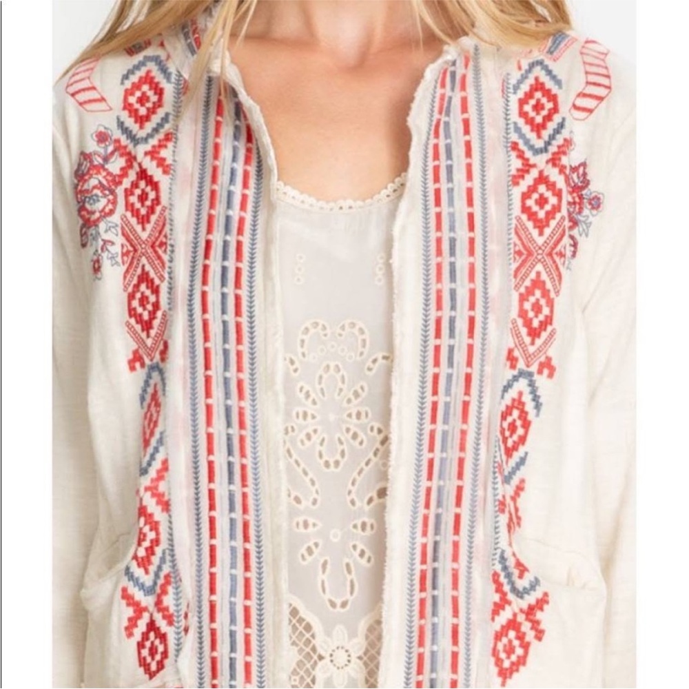 JOHNNY WAS Yatzil Embroidered Fringe Jacket in Vanilla Size L - Picture 13 of 14